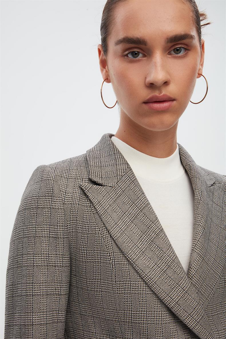 Kruvaze Ekose Blazer Ceket
