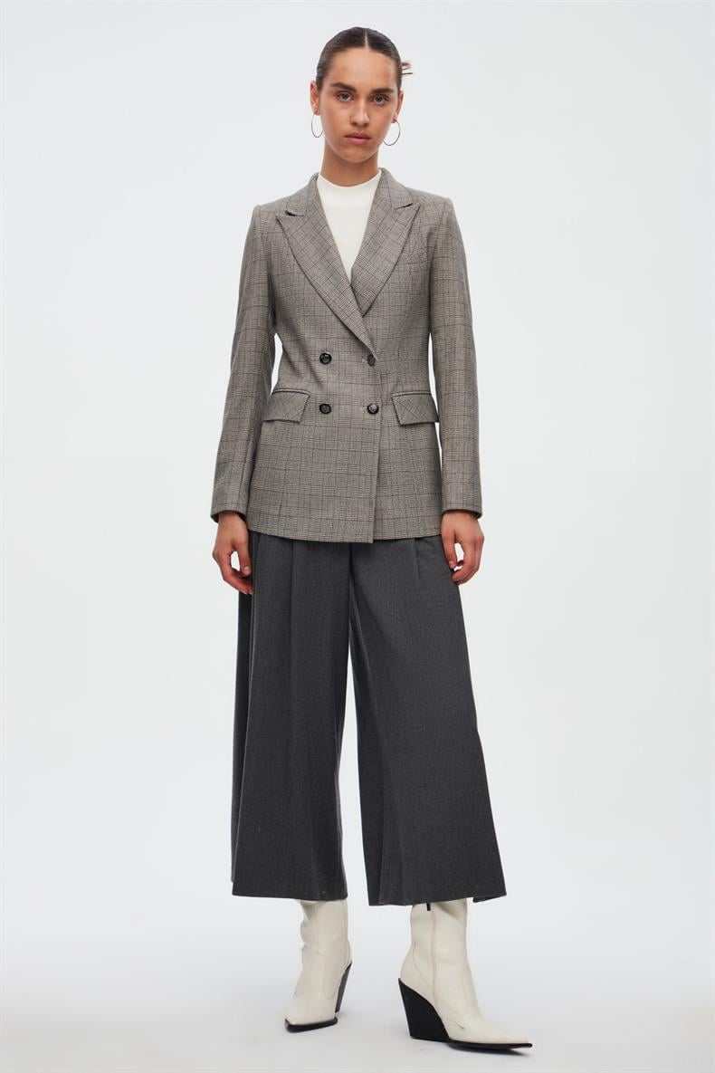 Kruvaze Ekose Blazer Ceket
