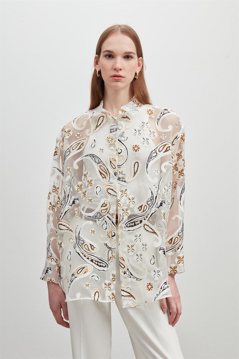 KUŞAKLI TRANSPARAN OVERSIZE GÖMLEK