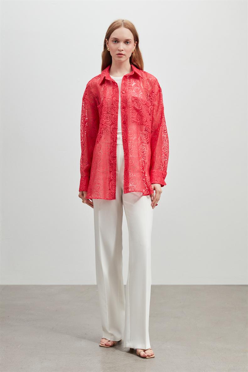KUŞAKLI TRANSPARAN OVERSIZE GOMLEK