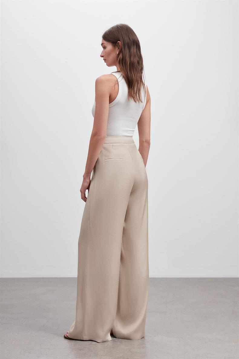 PİLELİ WIDE LEG PANTOLON