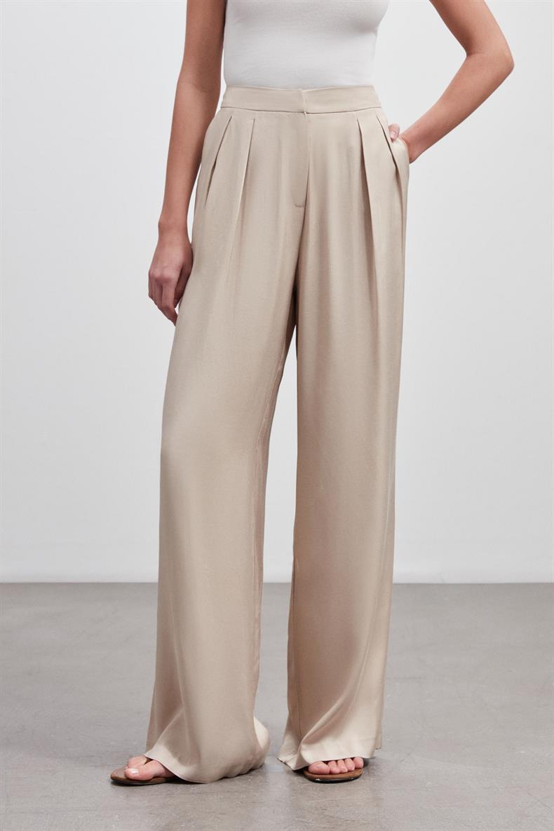 PİLELİ WIDE LEG PANTOLON