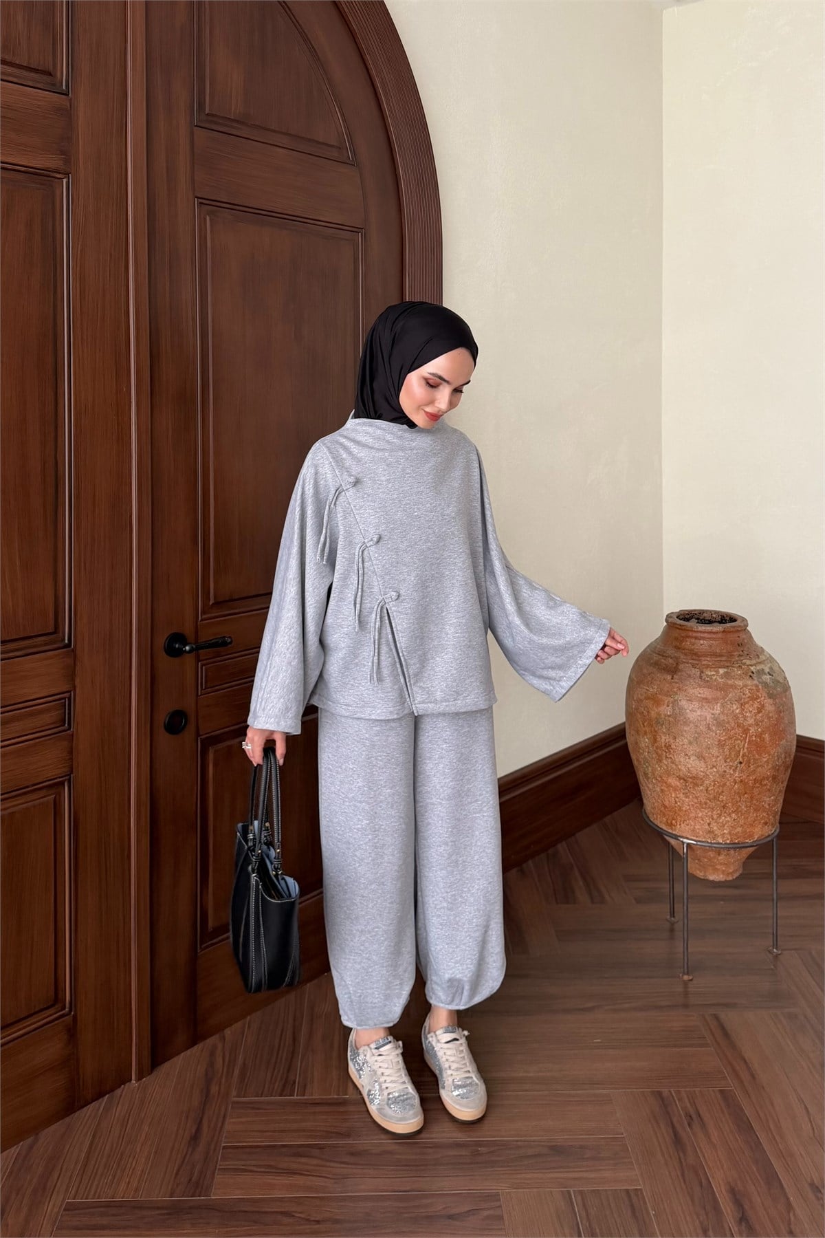 Nora Asimetrik Kesim Takım - GRİ