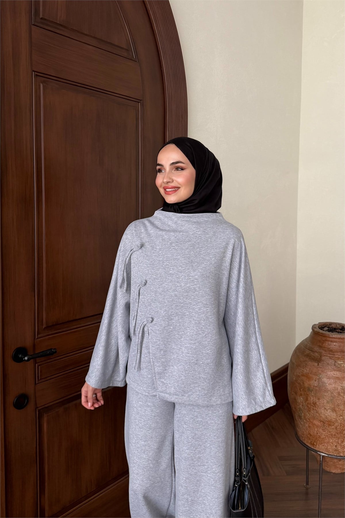 Nora Asimetrik Kesim Takım - GRİ