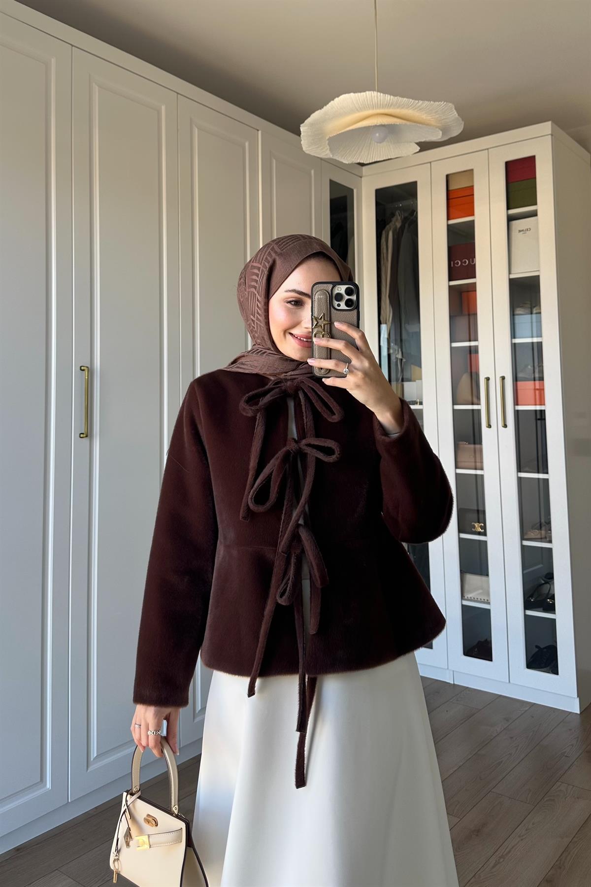 Bağlama Detay GoldFox Ceket - KAHVE