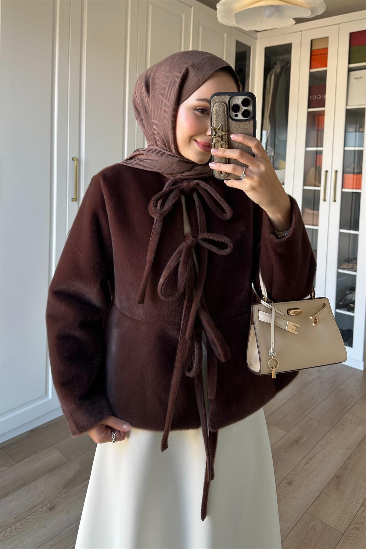 Bağlama Detay GoldFox Ceket - KAHVE
