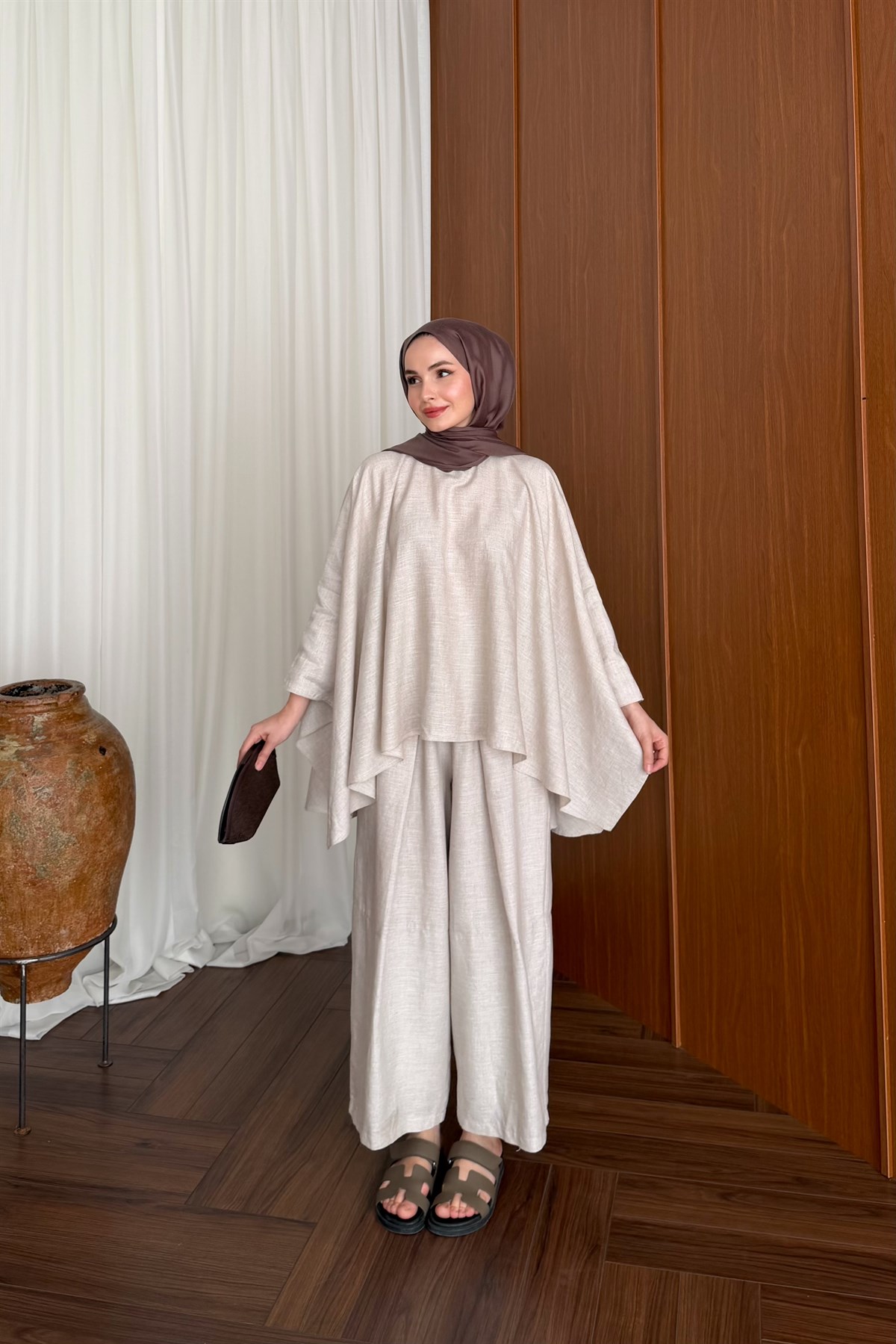Bella Keten Premium Pantolon Takım - NATUREL