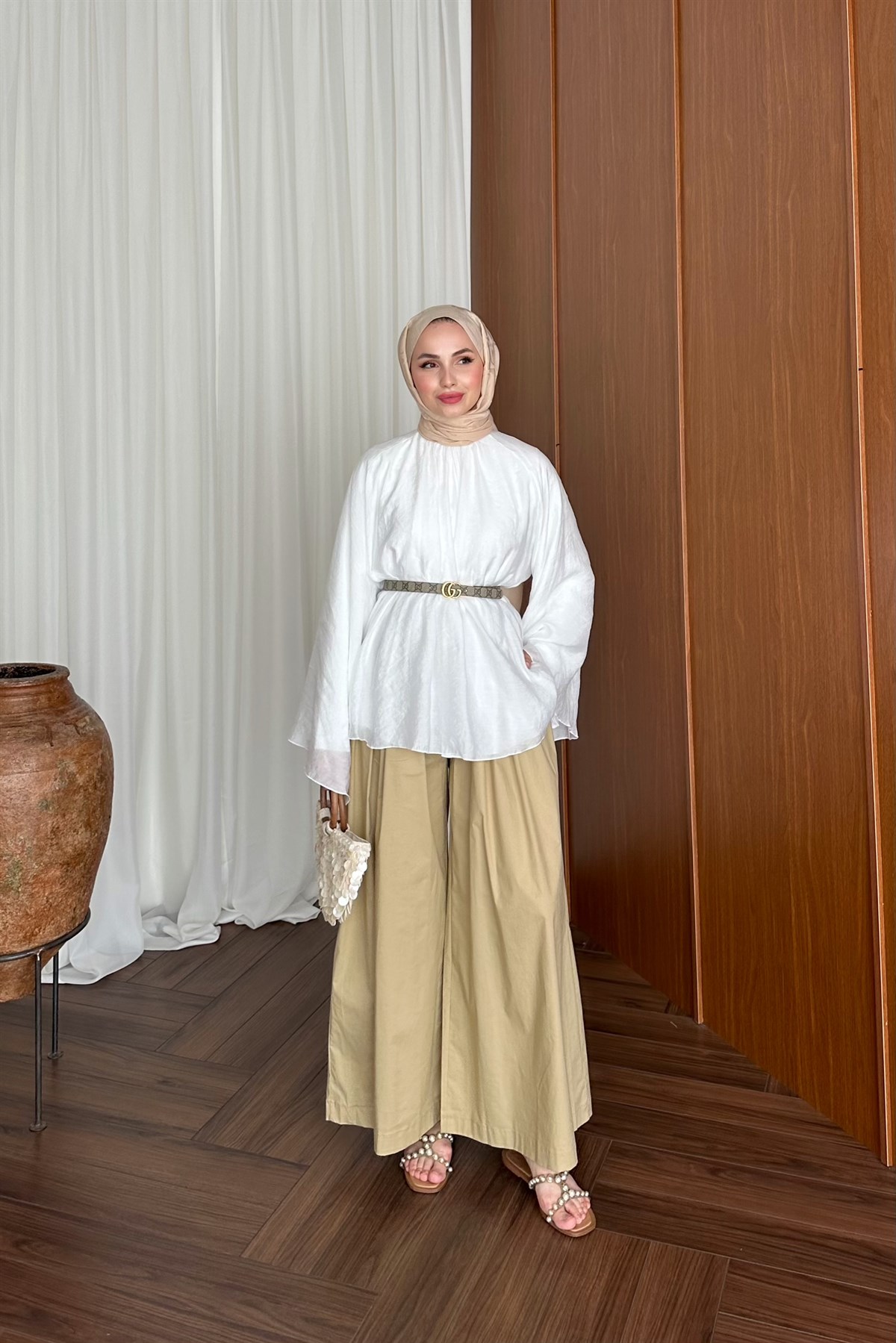 Bol Etekli Pantolon - CAMEL