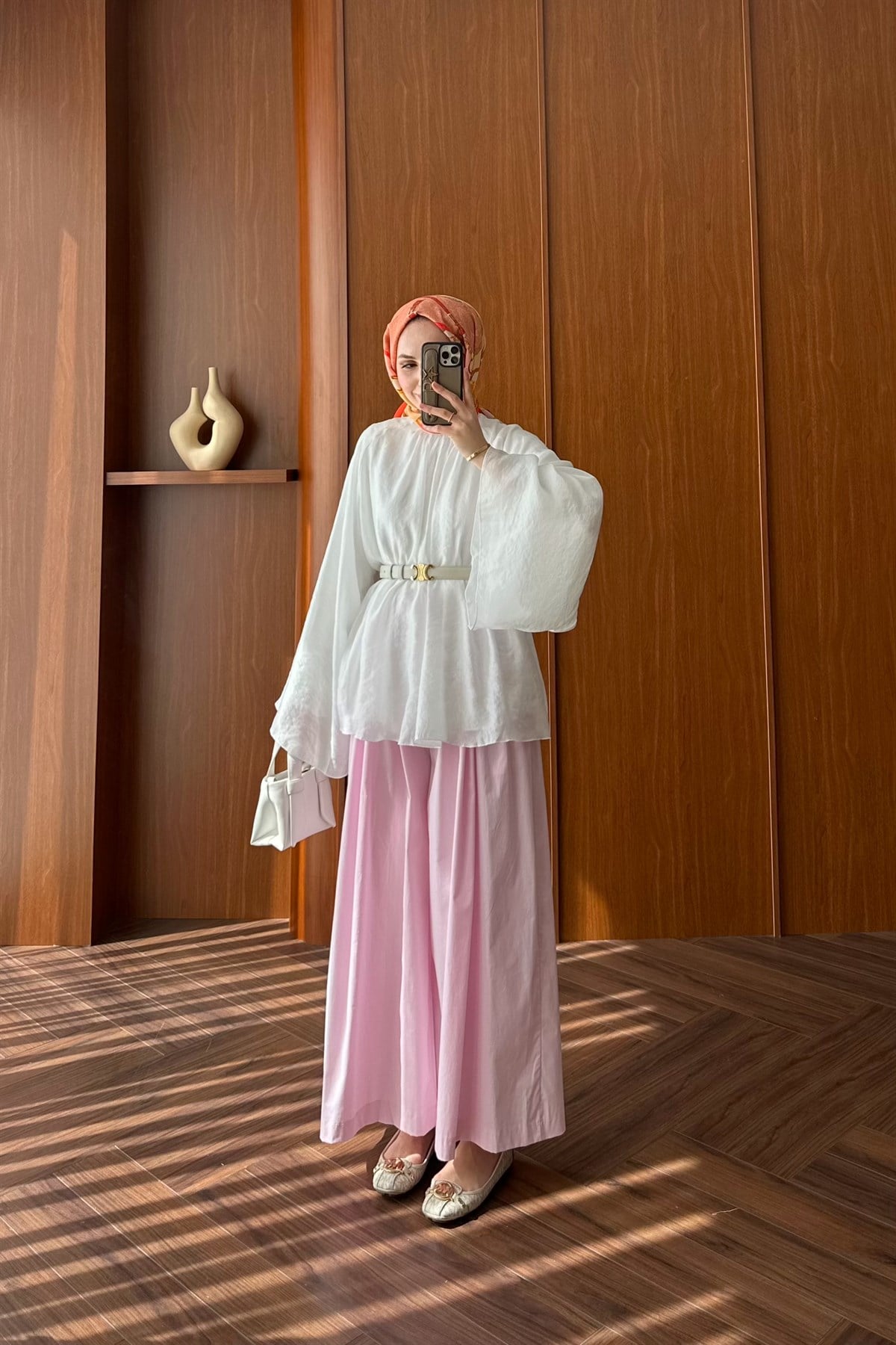 Bol Etekli Pantolon - PEMBE