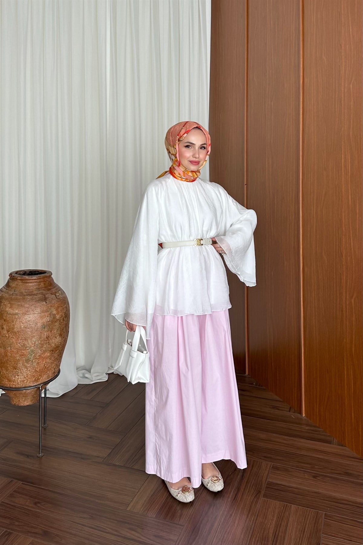 Bol Etekli Pantolon - PEMBE