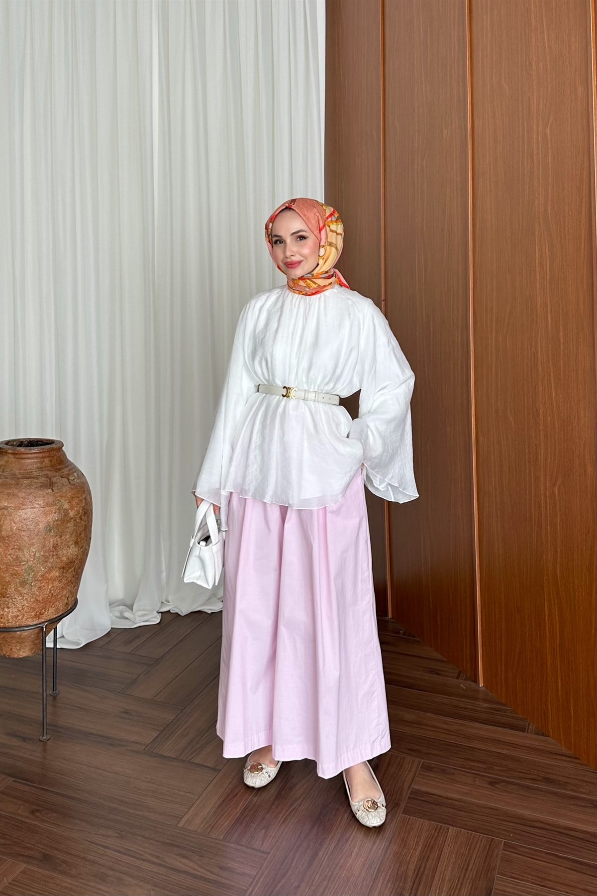 Bol Etekli Pantolon - PEMBE