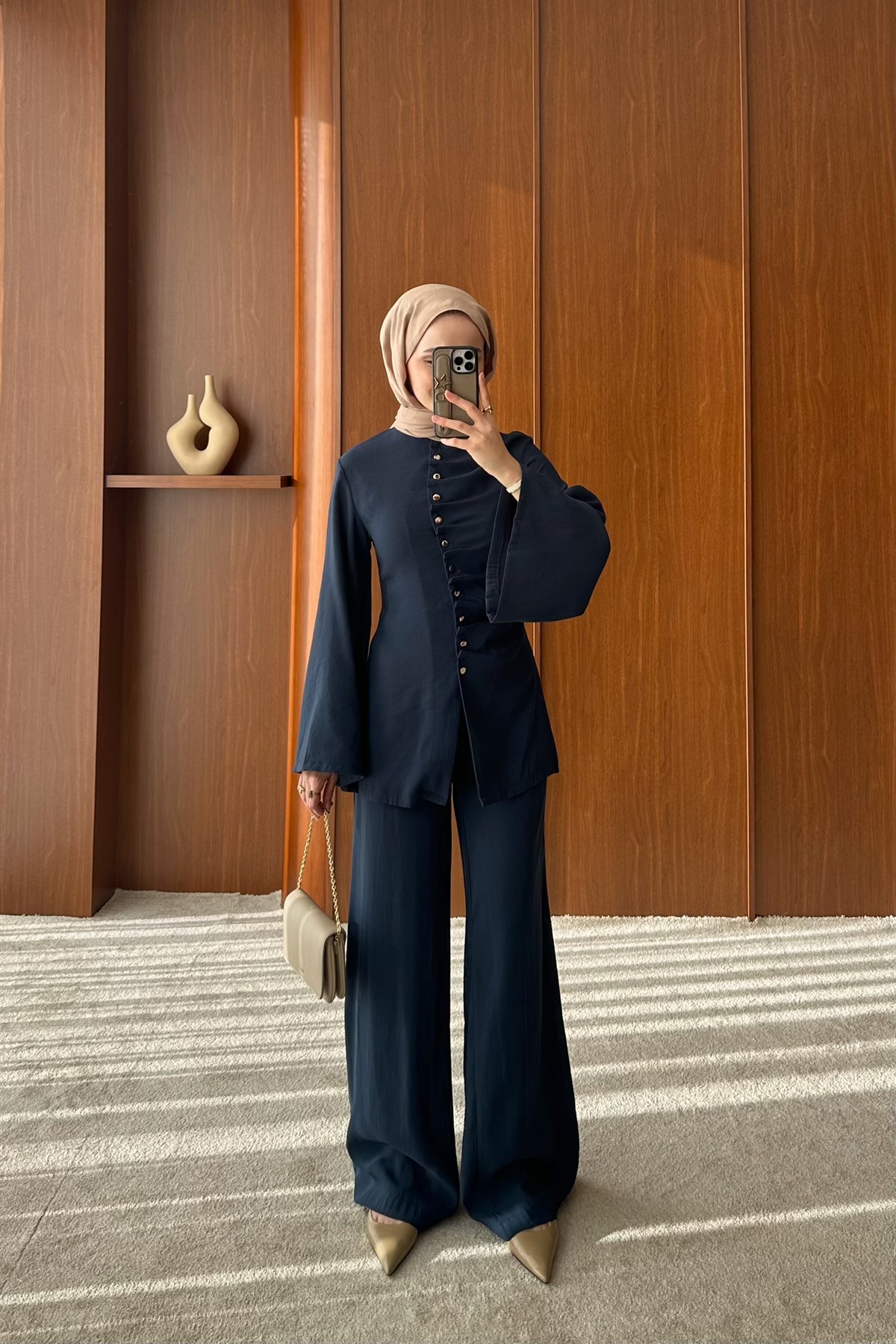 Büzgü Model Pantolonlu Takım - LACİVERT