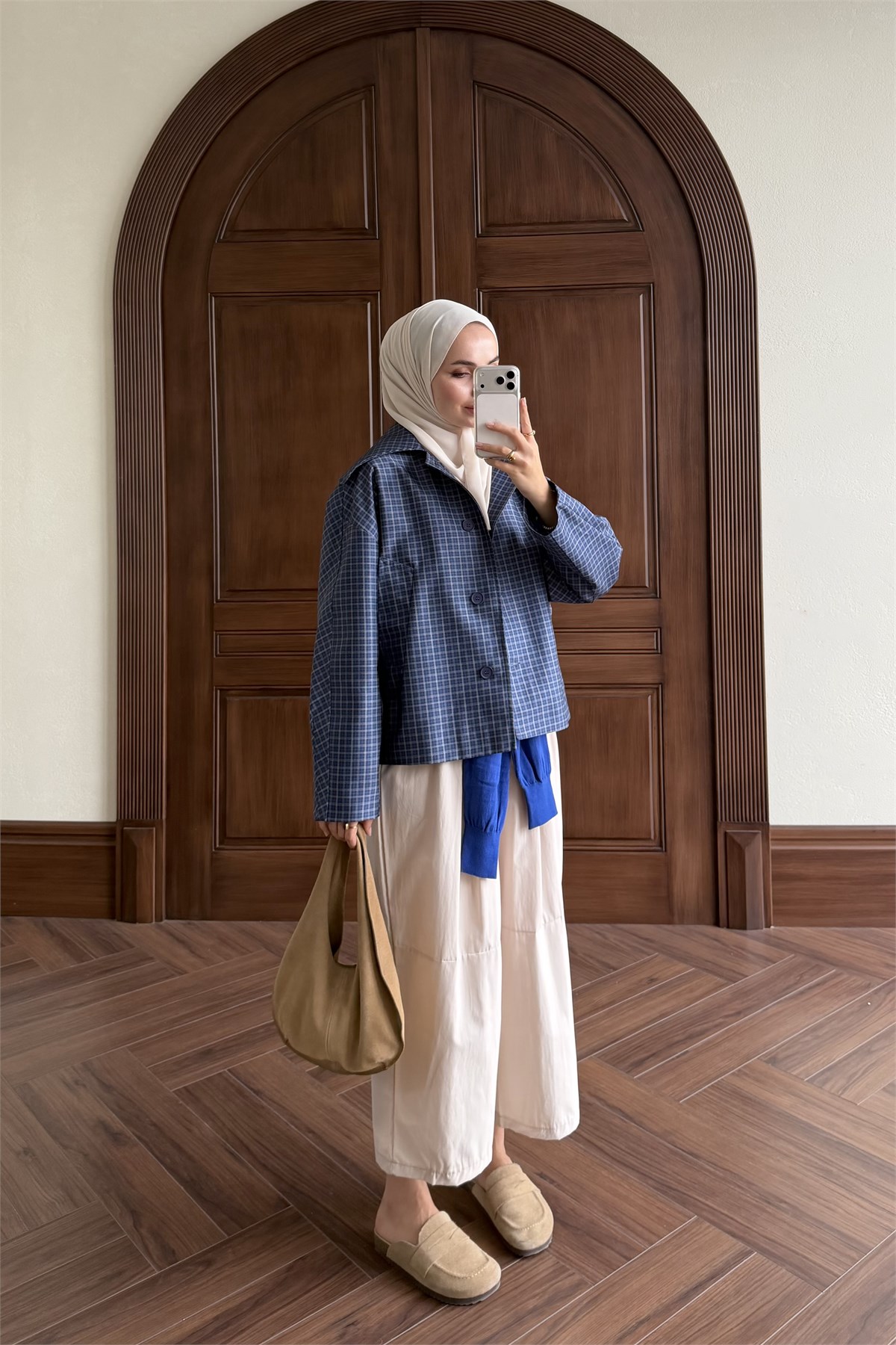 Ekose Bomber Ceket - LACİVERT