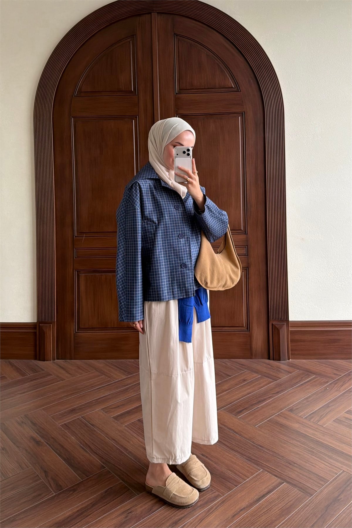Ekose Bomber Ceket - LACİVERT
