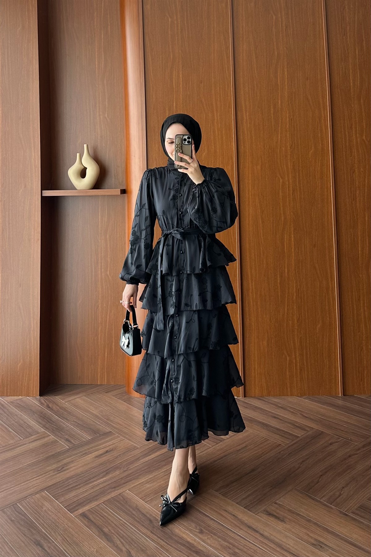 Lumera Volanlı Elbise - SIYAH