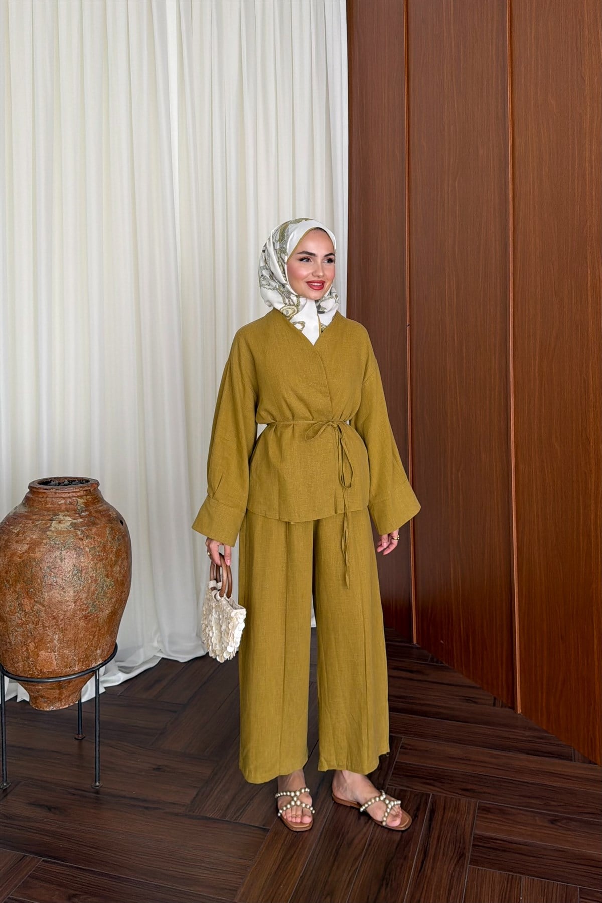 Maria Çımalı Pantolon Takım - YAĞ YEŞİLİ