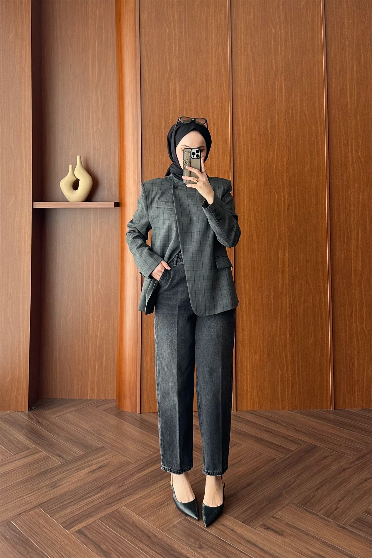 Mika Çizgili Blazer Ceket - GRİ