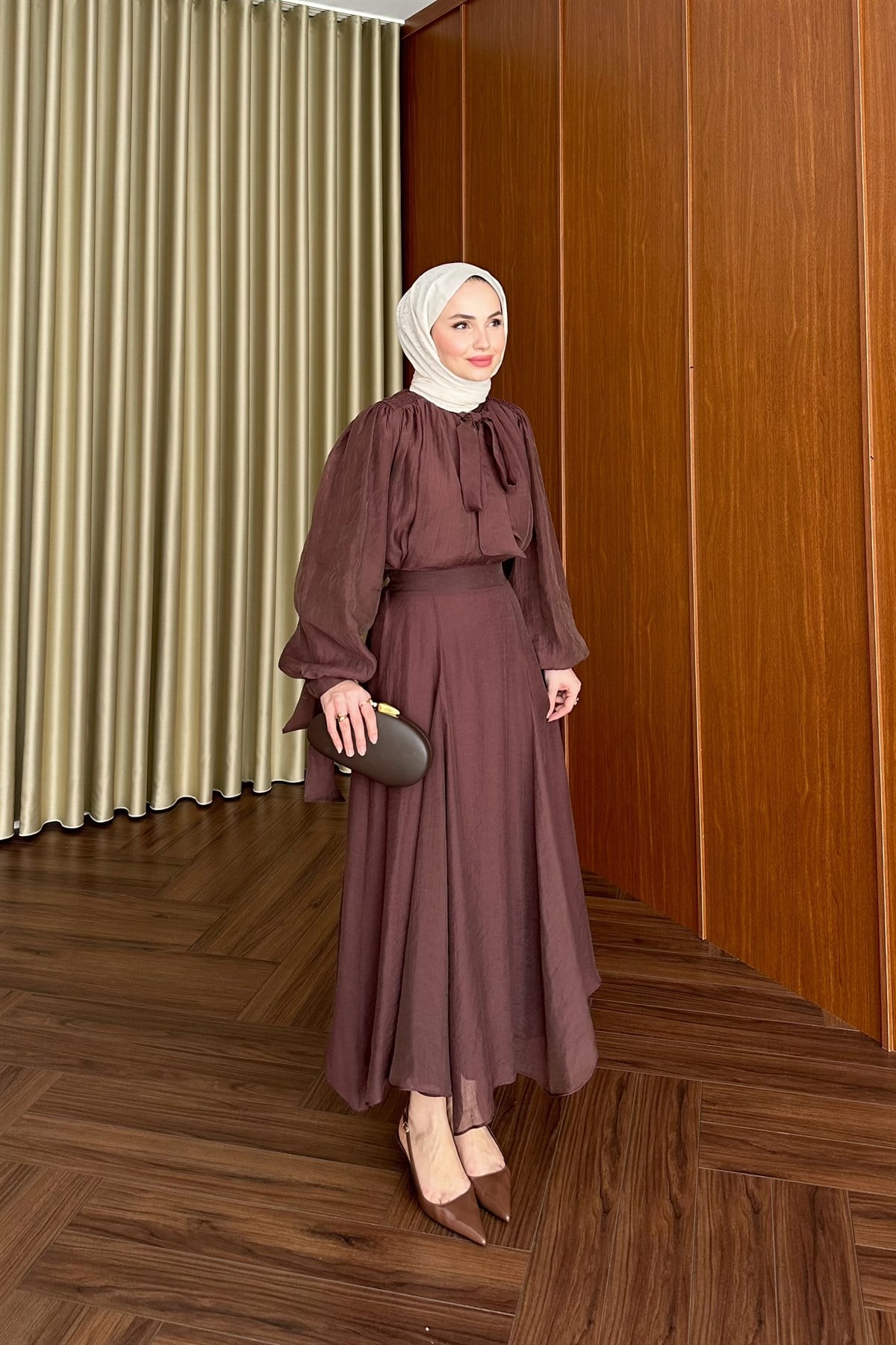 Monasia Gipeli Etek Takım - KAHVE