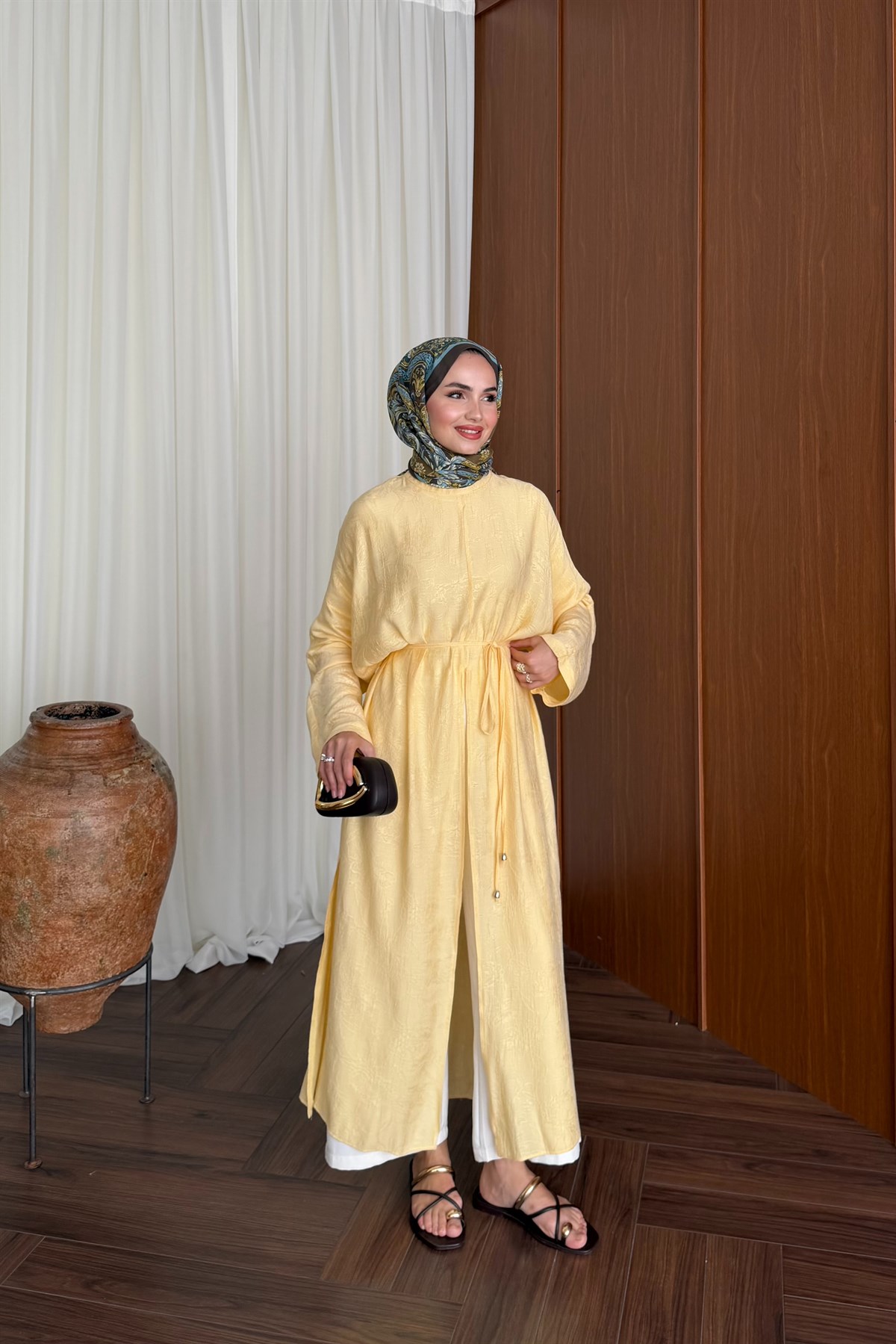 Monika Yırtmaçlı Kimono - SARI