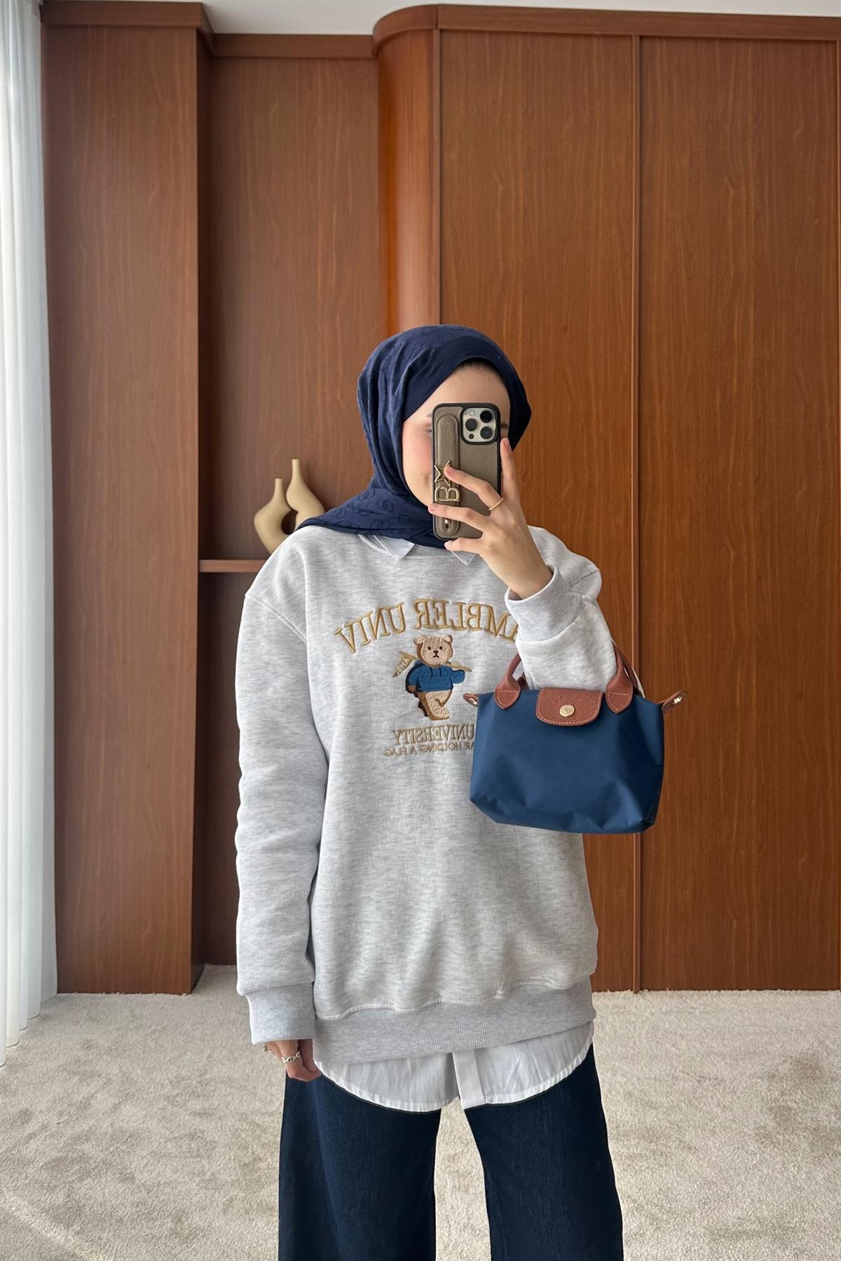 Şardonlu Sweatshirt - GRİ