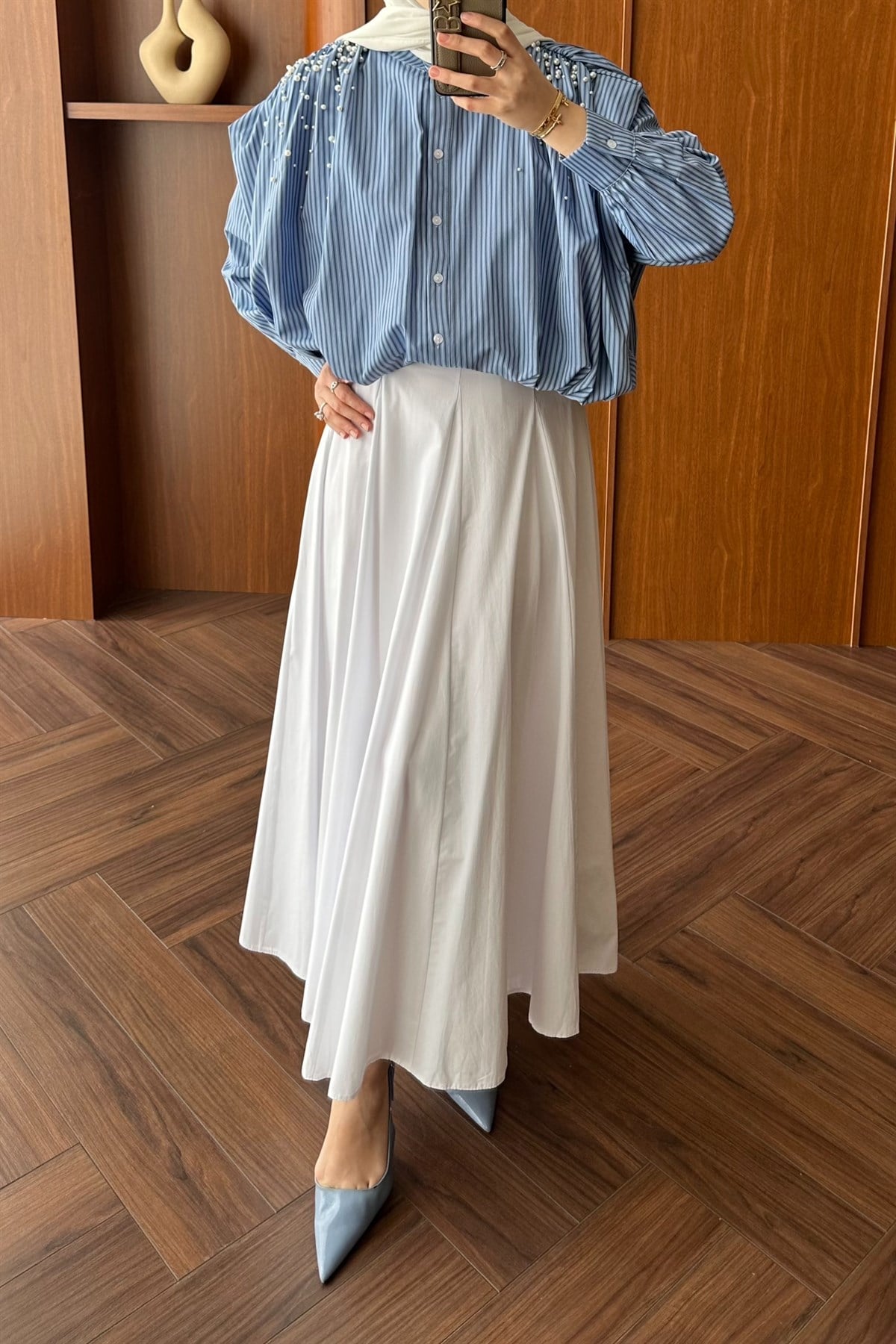 Naturen Parçalı Etek - BEYAZ