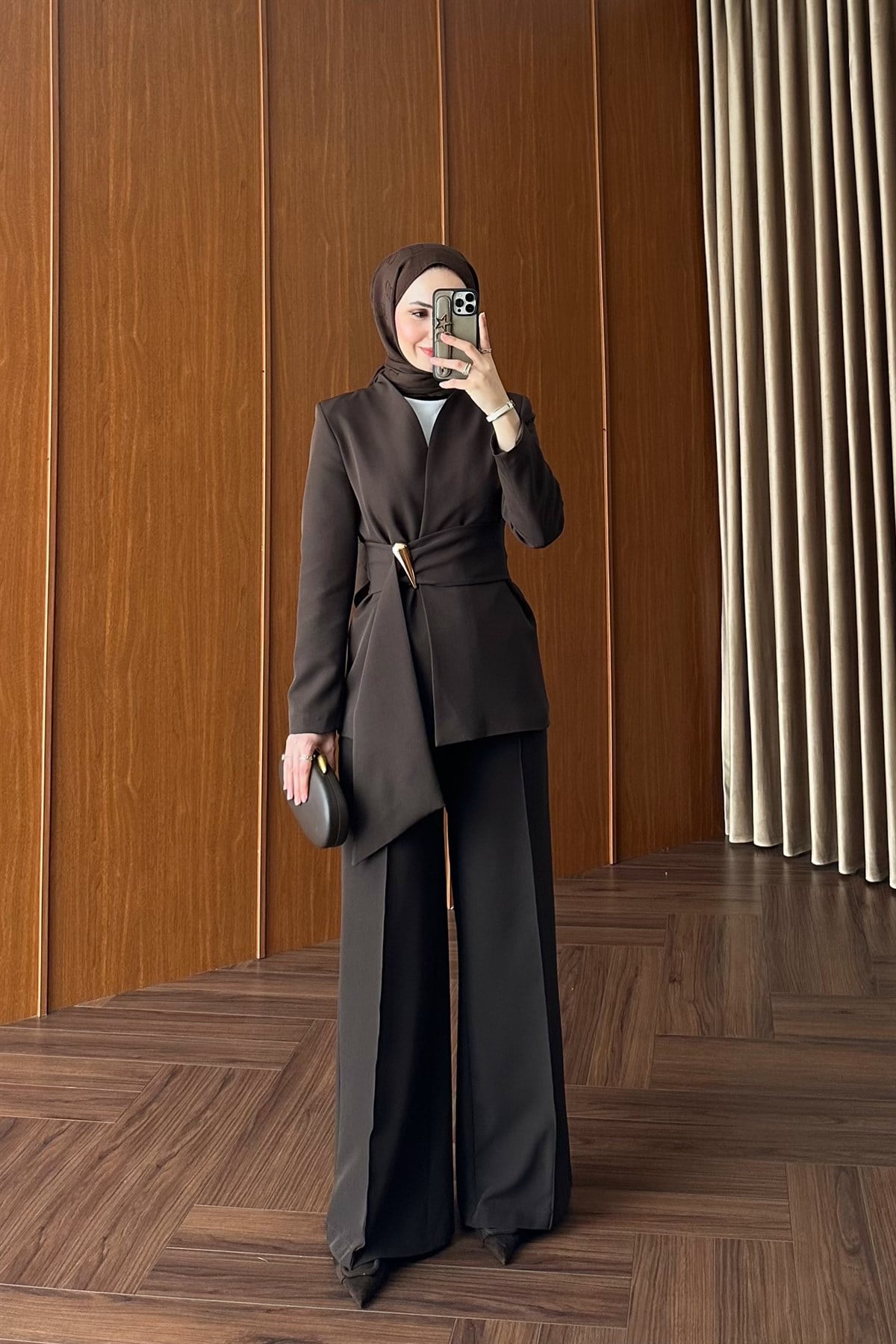 Premium Blazer Pantolon Takım - KAHVE