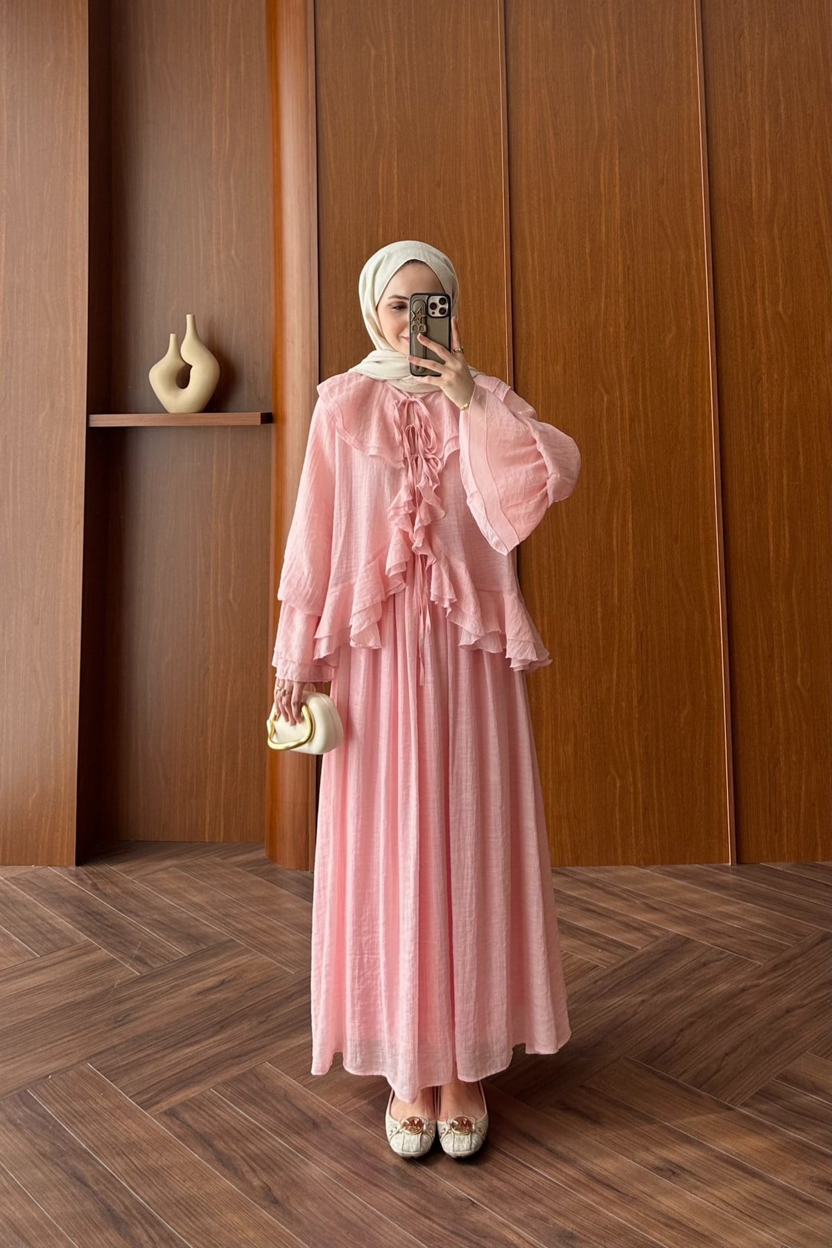 Pure Fırfır Detaylı Etek Takım - PEMBE