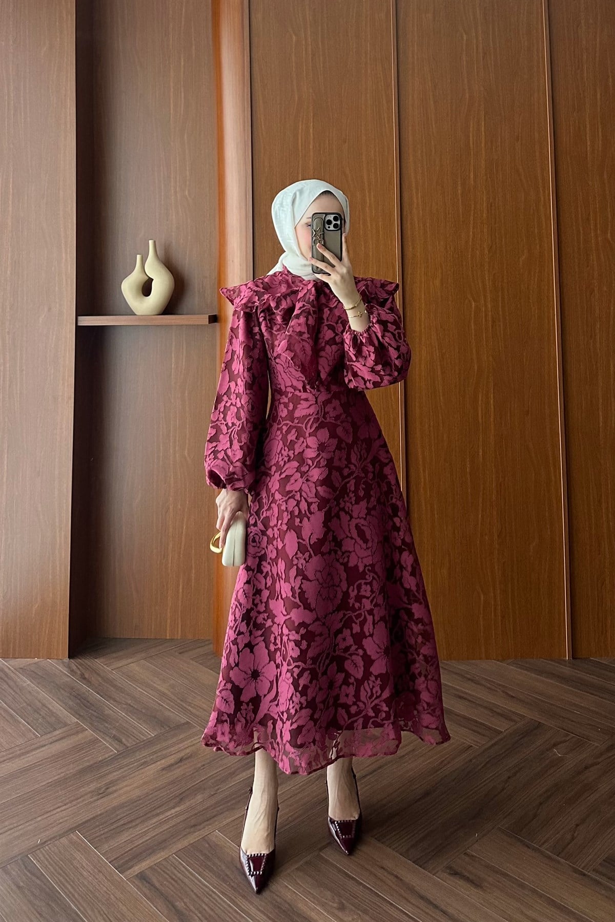 Royal Premium Tasarım Elbise - BORDO