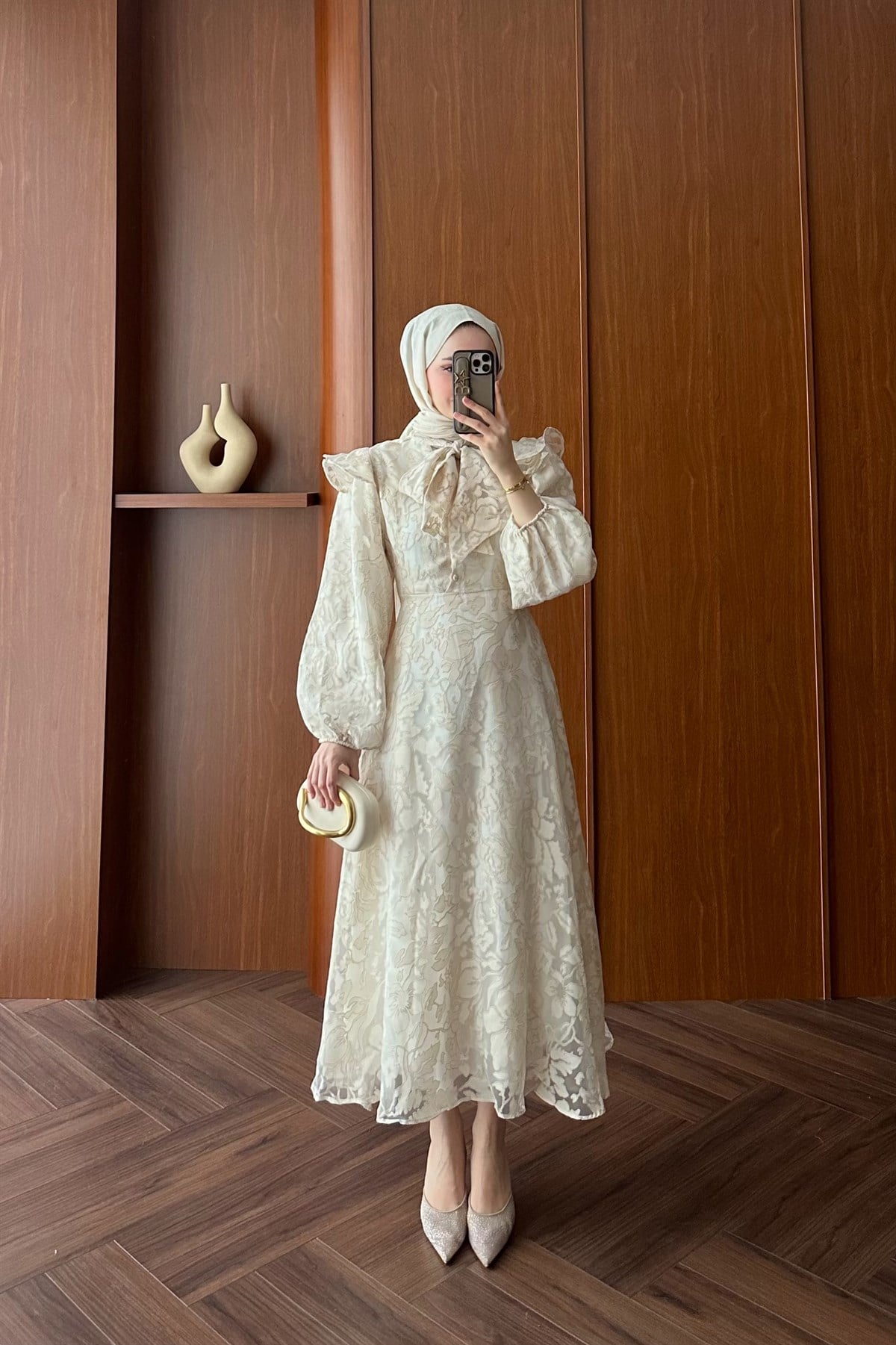 Royal Premium Tasarım Elbise - EKRU