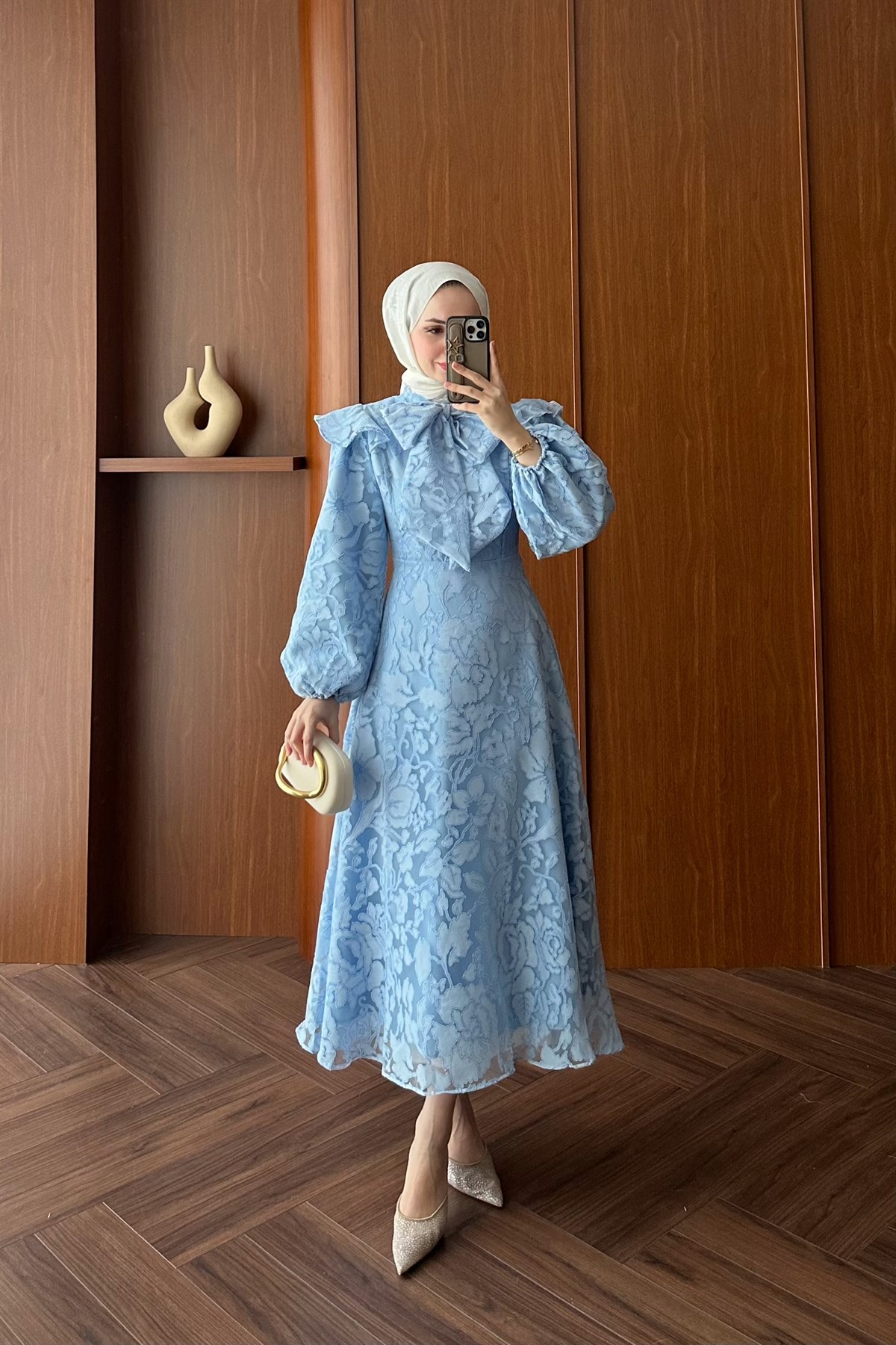 Royal Premium Tasarım Elbise - MAVİ