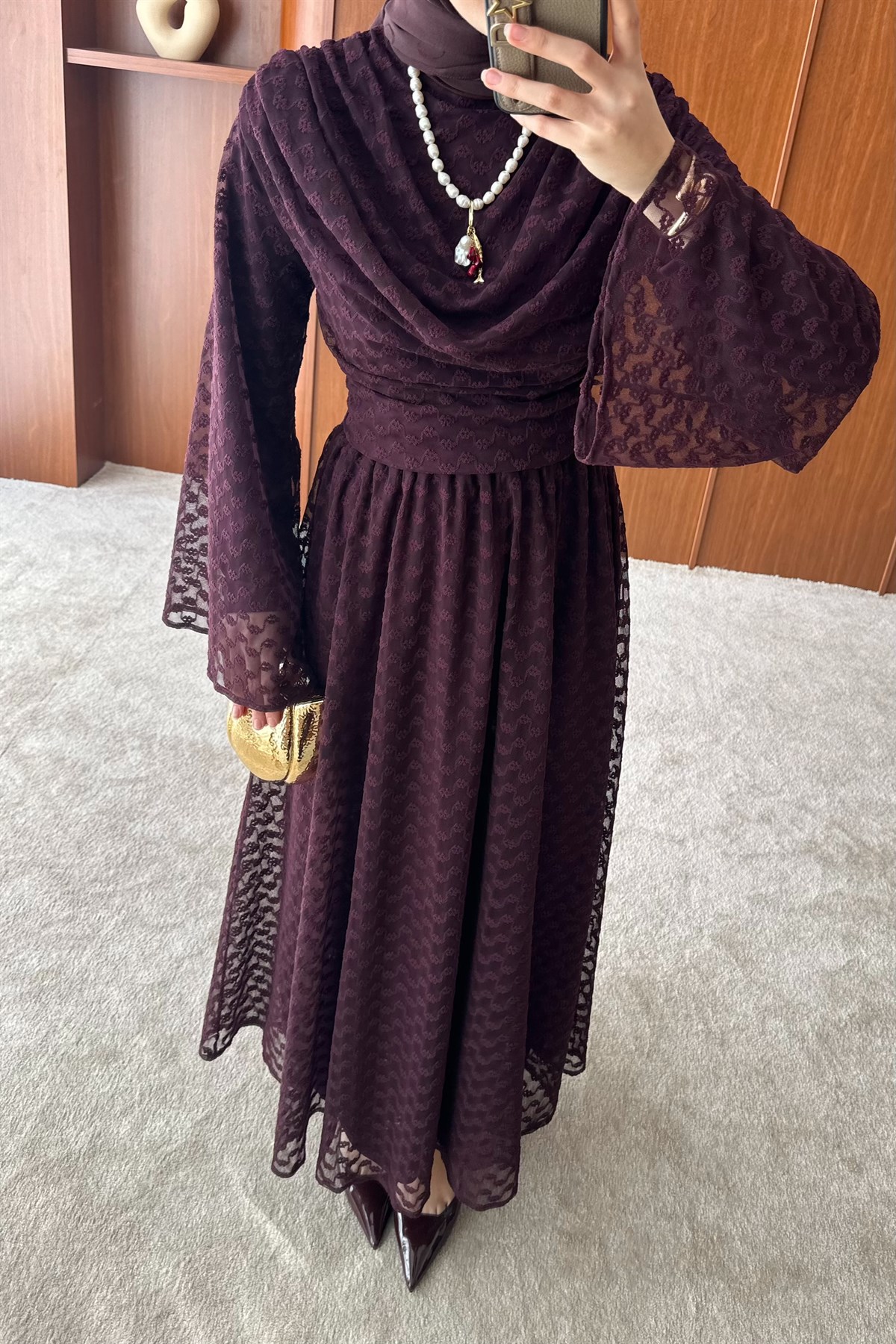 Sareya Tasarım Dantel Takım - BORDO