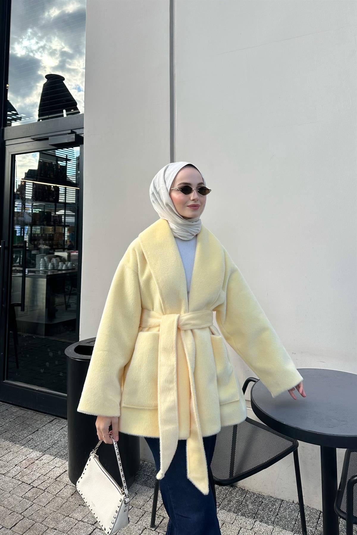 Senna GoldFox Kuşaklı Ceket - SARI