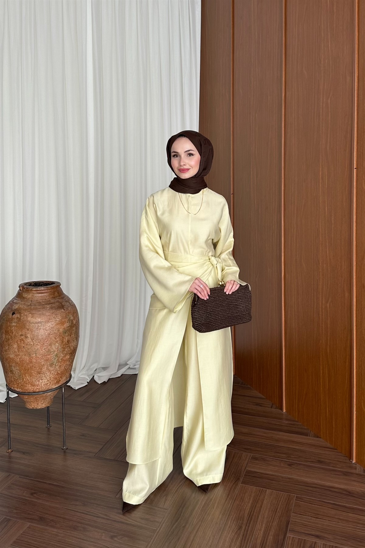 Üçlü Modal Pantolon Takım - SARI