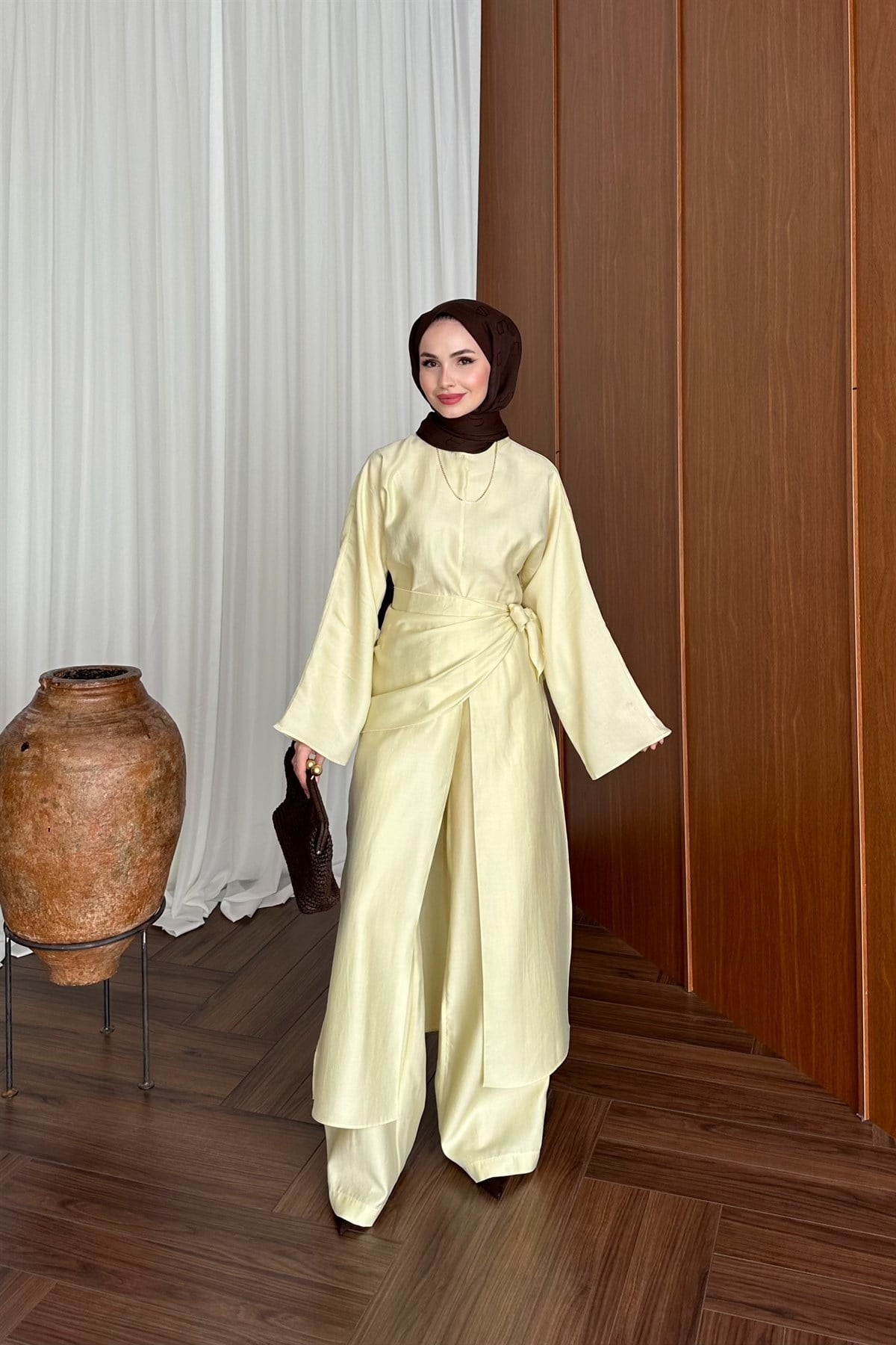 Üçlü Modal Pantolon Takım - SARI