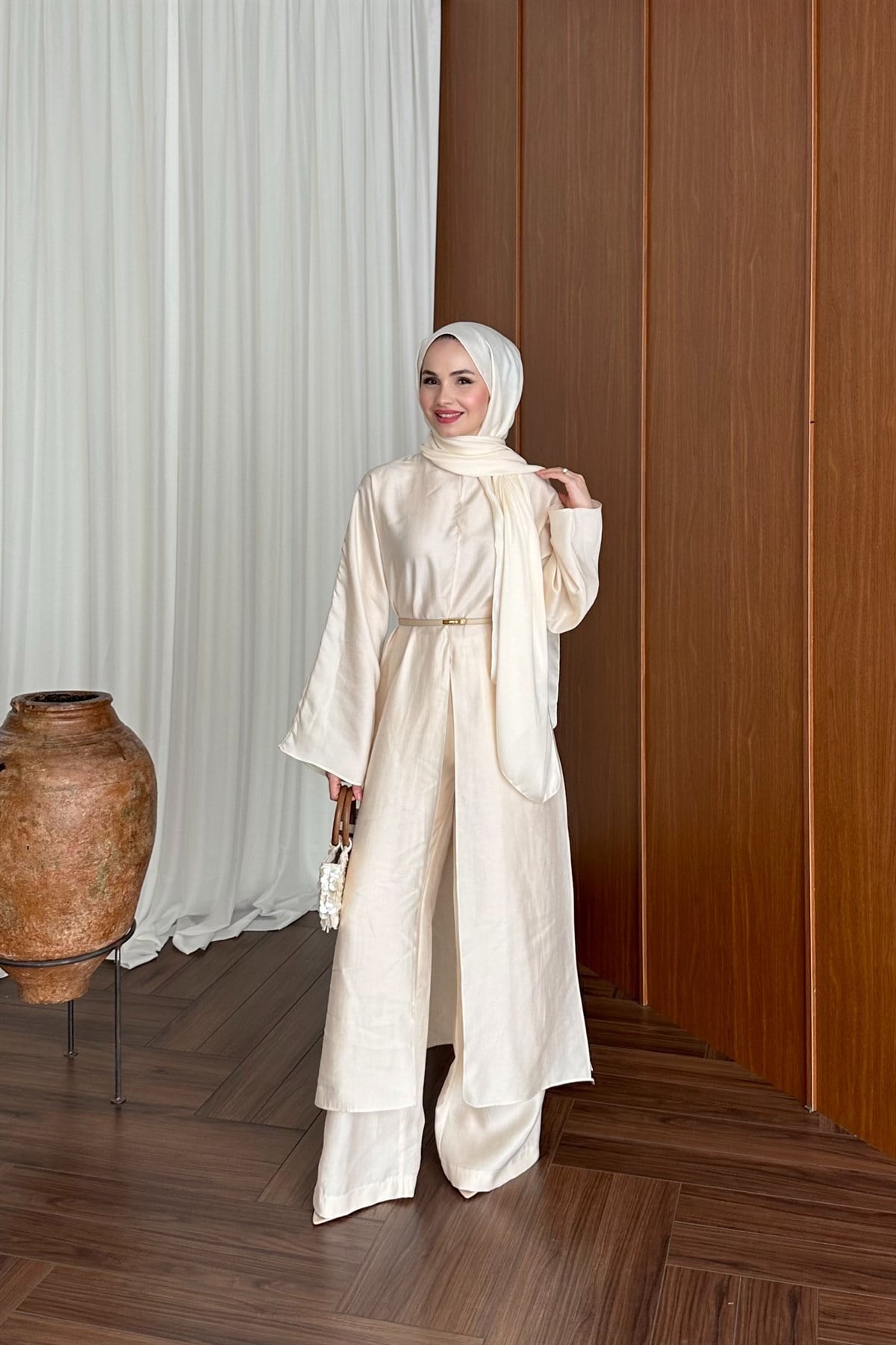 Üçlü Modal Pantolon Takım - TAŞ