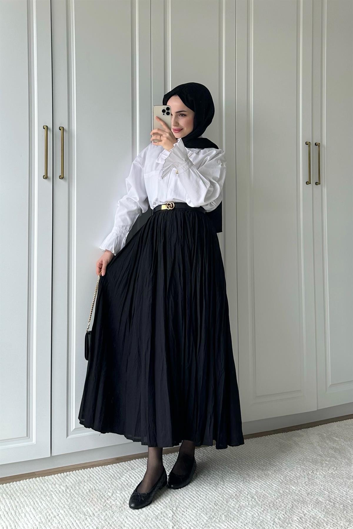 Vual Crush Pamuklu Etek - SİYAH