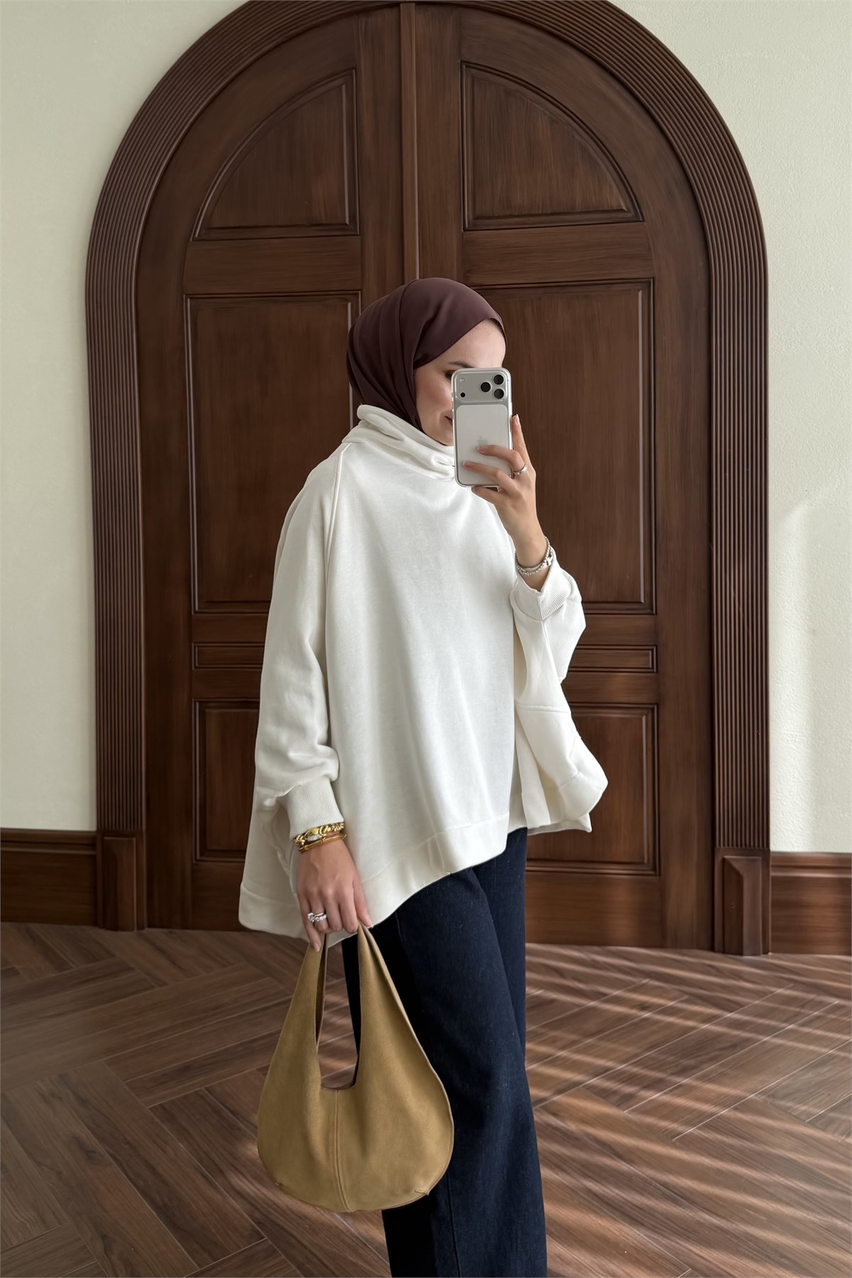 Yarasa Kol Sweat - BEYAZ