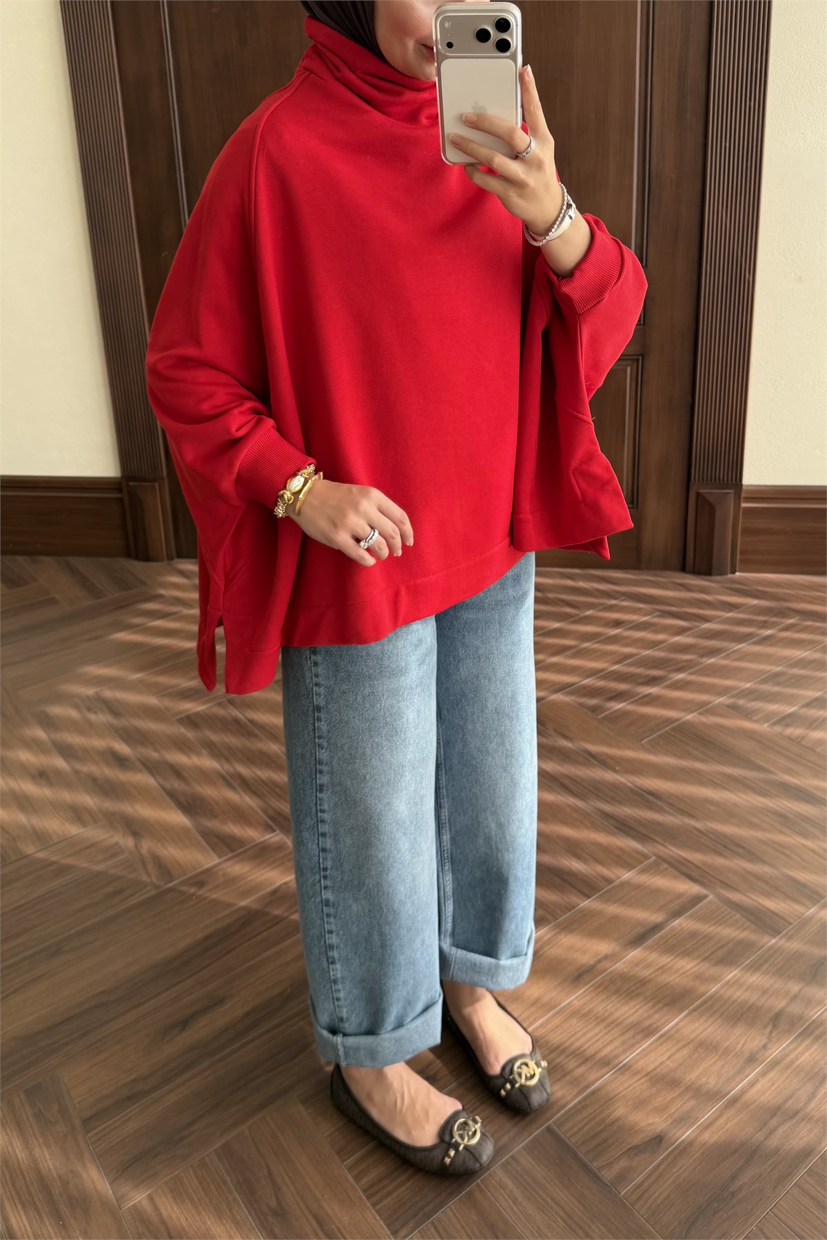 Yarasa Kol Sweat - KIRMIZI