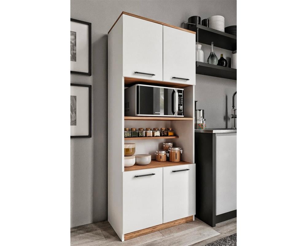 Belek 4 Kapaklı 6 Raflı Beyaz Erzak Dolabı