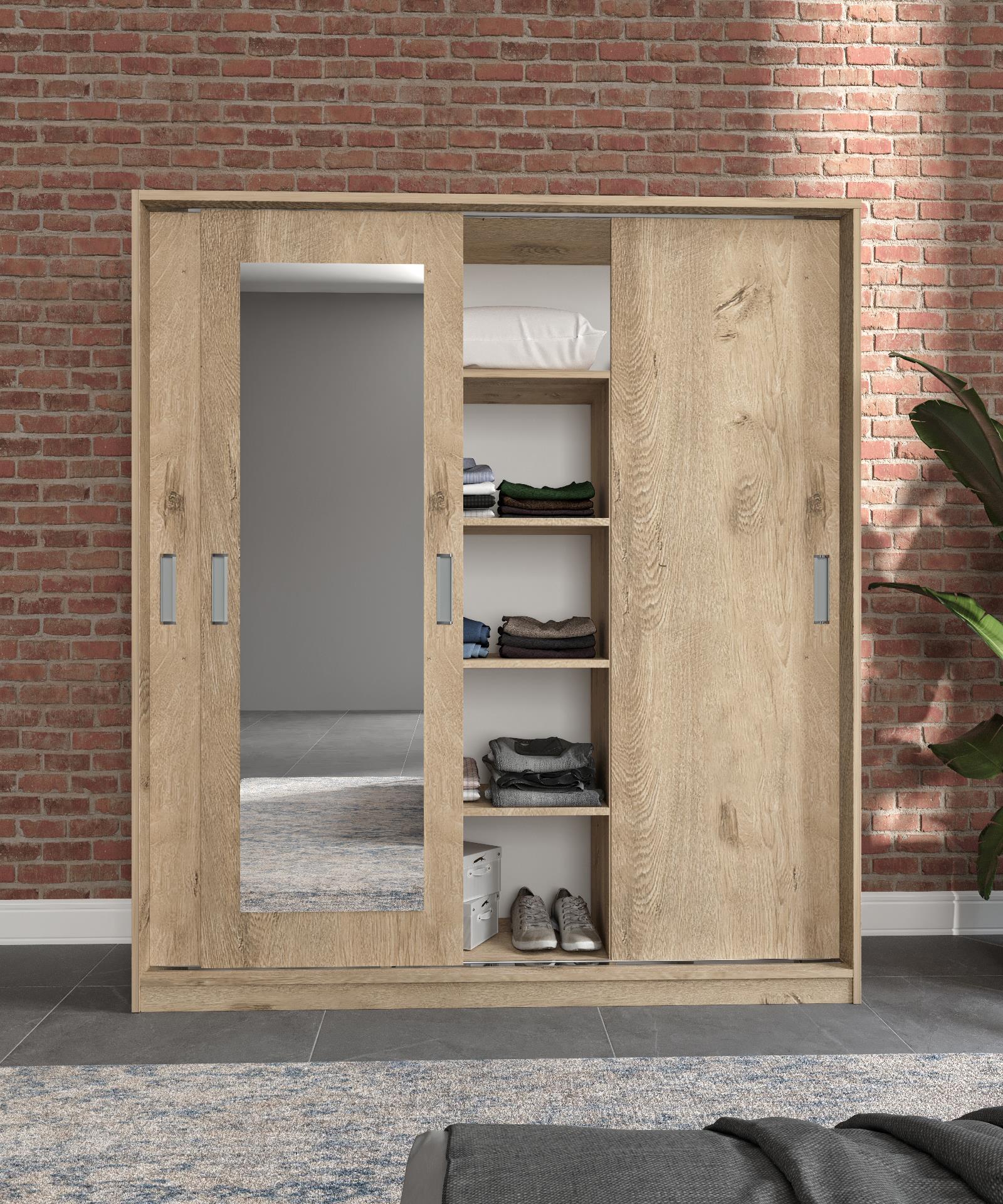 YONCA Lefkas 3 KAPAKLI 2 ÇEKMECELİ AYNALI SÜRGÜLÜ DOLAP