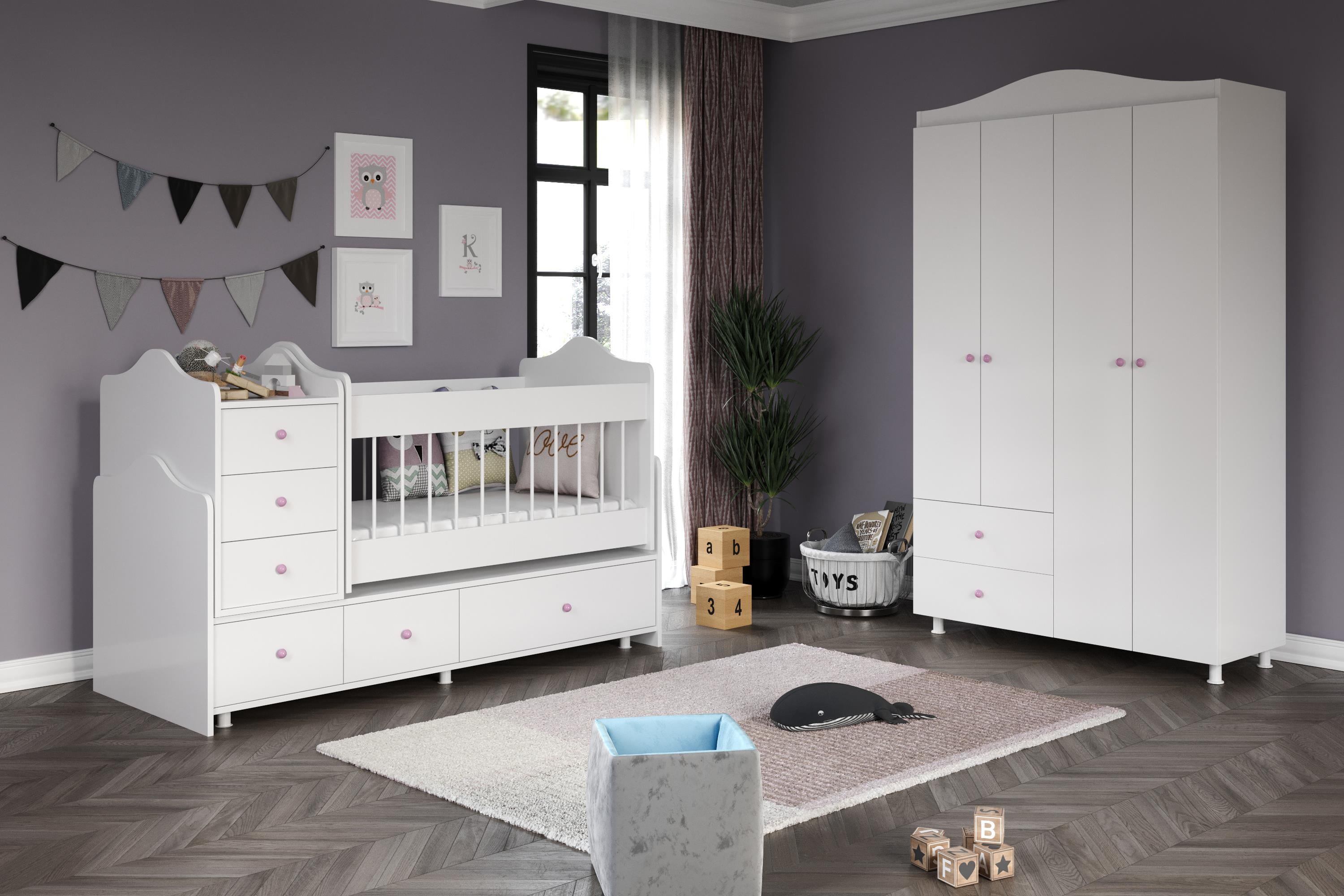 Merlin Mobilya Angel Büyüyebilen Pembe Kulplu Bebek Odası