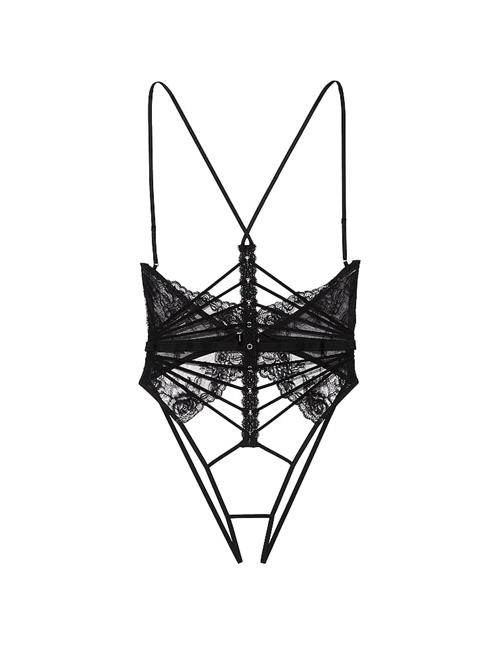 Askılı Açık Kap Crotchless Playsuit