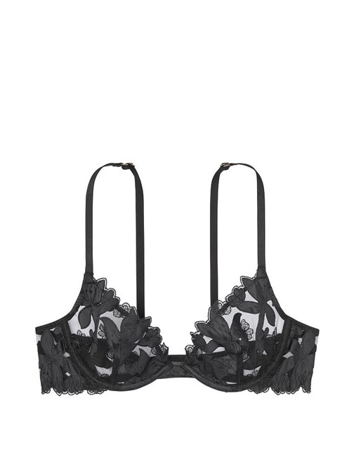Luxe Lingerie Dolgusuz Çiçekli Nakışlı Demi Sütyen