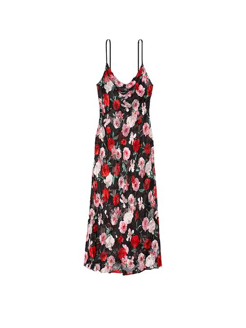 Atelier Victorias Secret Noir Burnout Saten Derin V Yaka Gecelik