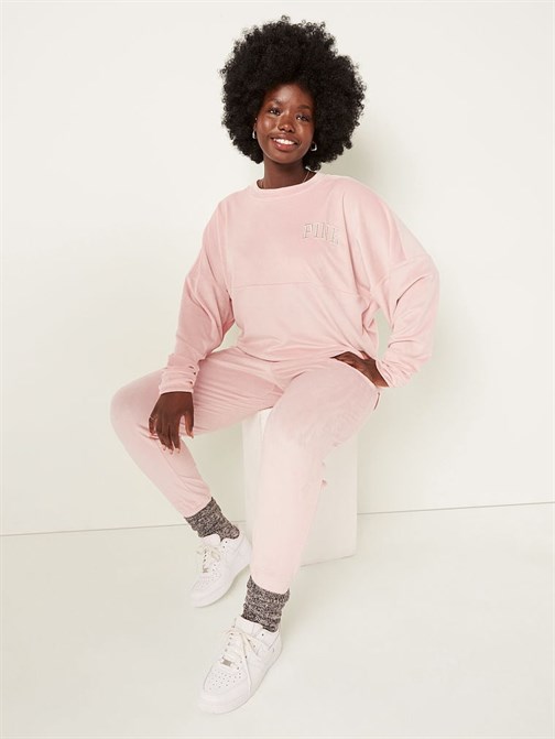 Bisiklet Yaka Kadife Sweatshirt