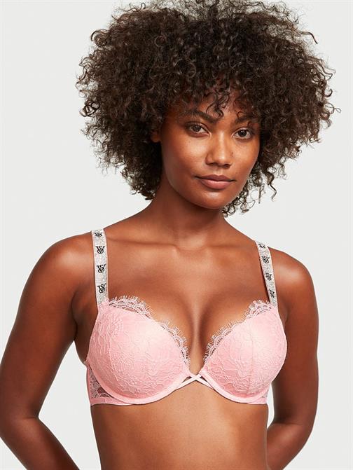 Bombshell 2 Beden Büyük Gösteren Dantelli Işıltılı Askılı Push-Up Sütyen