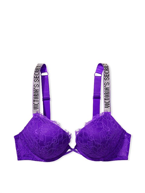 Bombshell 2 Beden Büyük Gösteren Dantelli Işıltılı Askılı Push-Up Sütyen
