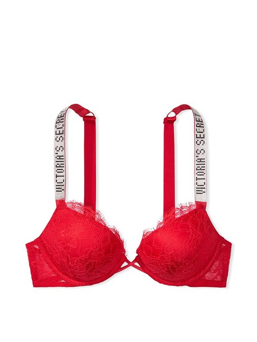 Bombshell 2 Beden Büyük Gösteren Dantelli Işıltılı Askılı Push-Up Sütyen