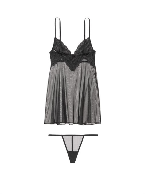 Very Sexy Nakışlı Dantel Babydoll