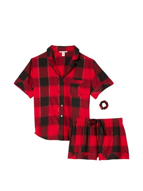 Flanel Kısa Pijama Takımı